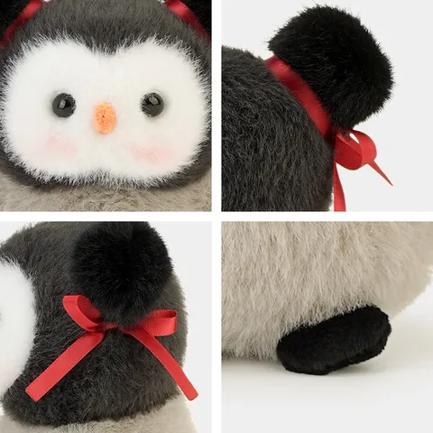 Cute Penguin Plush Keychain Stuffed Animal Toy Fluffy Cartoon Animal Pendant Bag Charm Holiday Gift