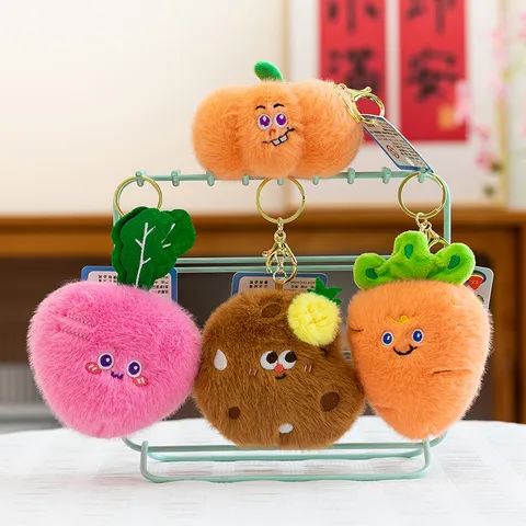 Cute Cartoon Fruit Vegetable Animal Plush Pendant Stuffed Toy Soft Keychain Bag Charm Cute Animal Doll Gift