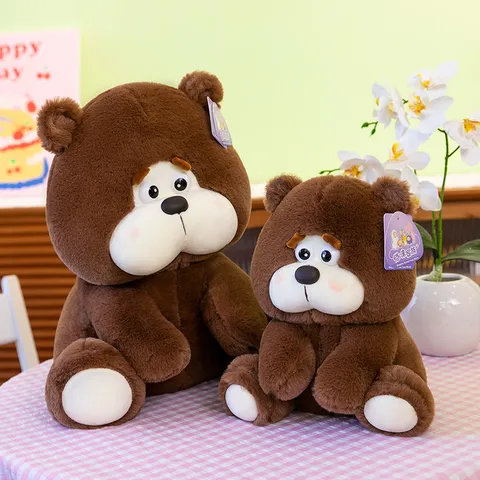 Cute Lazy Bear Stuffed Animal Plush Toy Kawaii Brown Bear Doll Soft Hugging Pillow Birthday Gift For Kids