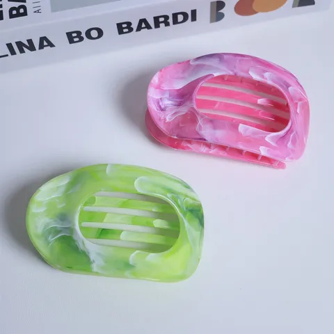 Acryl Gebogen Flache Haarklammer Retro Marmor Muster Haarspange Elegante Haarnadel Für Damen Haarstyling Zubehör