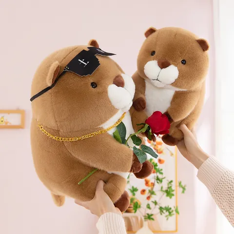Capybara Plush Toy Cute Stuffed Animal Doll With Persimmon Flower Sunglasses Soft Pillow Living Room Home Decor Gift