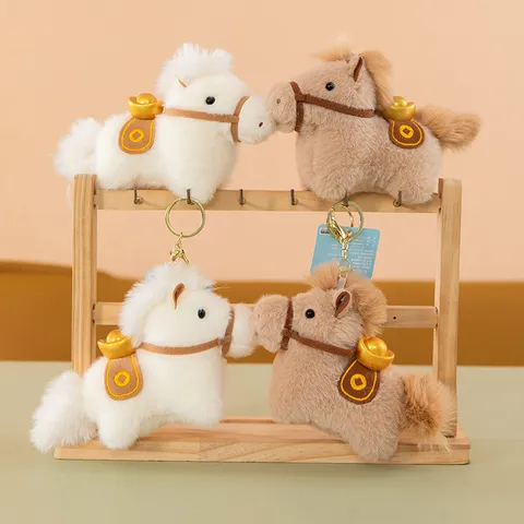 Cute Little Horse Plush Doll Keychain Ingot Pony Bag Pendant New Year Mascot Toy