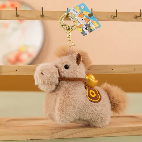 Cute Little Horse Plush Doll Keychain Ingot Pony Bag Pendant New Year Mascot Toy