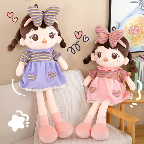 Cute Cotton Doll Plush Toy Sweet Girl Heart Fashion Doll Pillow Soft Stuffed Animal Toy Birthday Gift