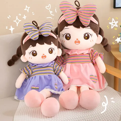 Cute Cotton Doll Plush Toy Sweet Girl Heart Fashion Doll Pillow Soft Stuffed Animal Toy Birthday Gift