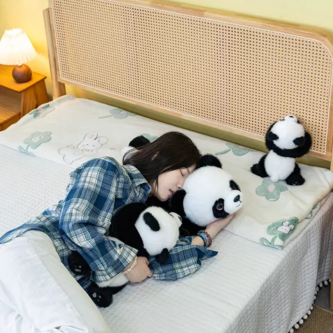 Lindo Panda Juguete de Peluche Animal de Peluche Suave Forro Polar de Visón de Milán Almohada Lindo Muñeca de Panda Compañero de Dormir Oficina Decoración Regalo