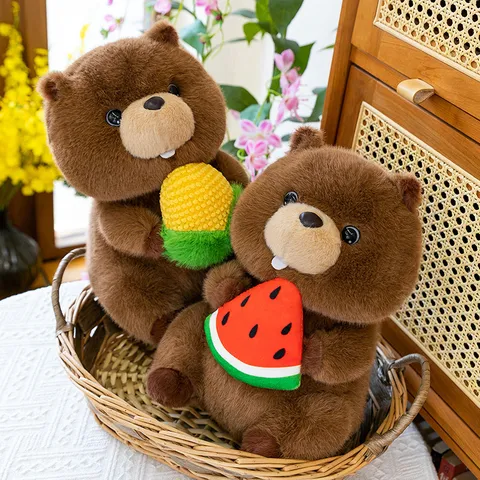 Cute Marmot Plush Toy Cartoon Groundhog Stuffed Animal Doll Funny Holding Corn Watermelon Soft Sleeping Pillow Gift
