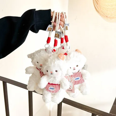 Cartoon Baking Chef Sheep Plush Toy Pendant Cute Dessert Lamb Stuffed Animal Keychain Bag Charm Creative Gift