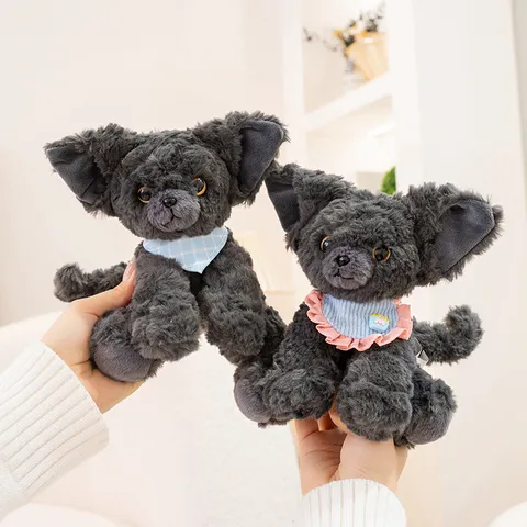 Cute Devon Rex Cat Plush Toy Palm Sized Stuffed Animal Doll With Lace Bib Camera Birthday Gift For Kids And Teens