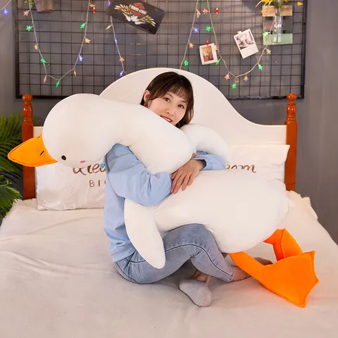 Cute Yellow White Duck Plush Toy Long Neck Animal Stuffed Doll Soft PP Cotton Hugging Pillow Home Decor Gift