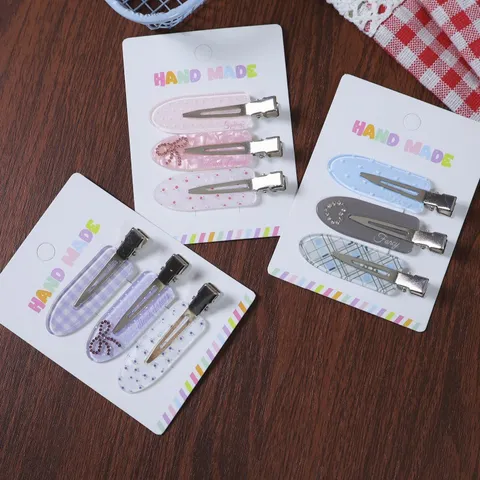 Koreaans Zoet Schattig Stippen Strik Haarspelden Legering Hars Naadloze Zijklemmen Haaraccessoires Voor Vrouwen