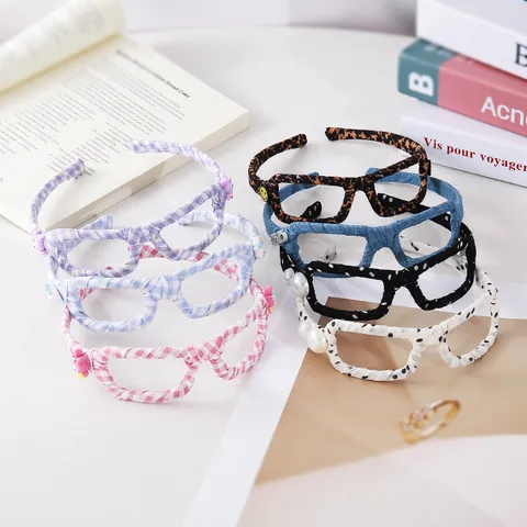 Cerchietto in Tessuto Fatto a Mano con Montatura di Occhiali Pois Perla Artificiale Accessori per Capelli Dolci Giornalieri per Donna