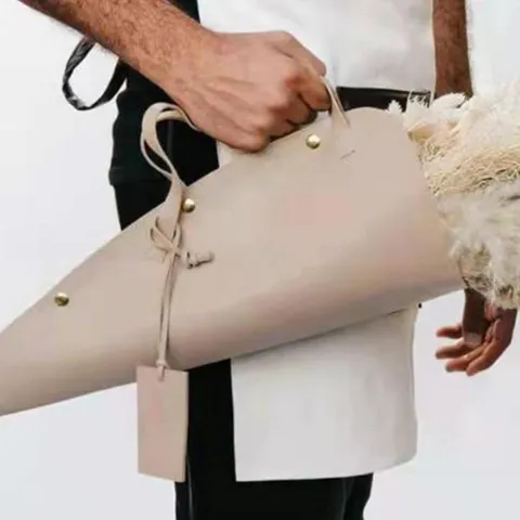 PU Leather Flower Bouquet Gift Bag Artificial Dried Flower Storage Pouch Portable Handheld Floral Packaging Bag Home Decor