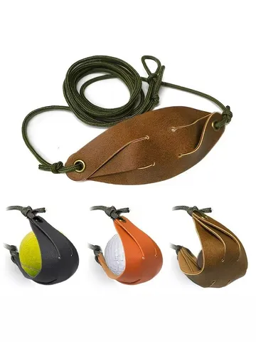 Buiten Lederen Katapult Zak Traditionele Herders Sling Jacht Werpgereedschap Met Duurzaam Nylon Touw