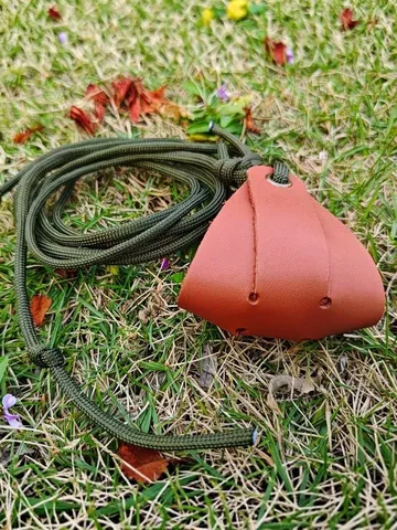 Buiten Lederen Katapult Zak Traditionele Herders Sling Jacht Werpgereedschap Met Duurzaam Nylon Touw