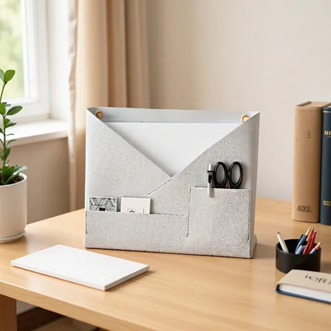PU Leather Envelope Hanging Storage Bag Wall Mounted File Organizer Pocket For Office Home Stationery Magazine