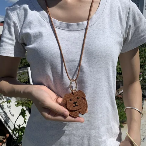 Süßer Tierförmiger PU-Leder Schlüsselanhänger Cartoon Katze Welpe Schlüsseltasche Taschenanhänger Kreatives Haustier Gedenk Schlüsselring Geschenk