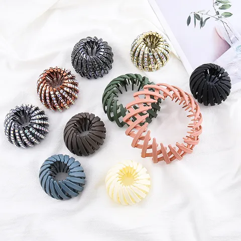 Uitrekbare Vogelnest Haarspelden Paardenstaart Houder Hars Haarklauwen Met Strass Haarstyling Accessoires Voor Vrouwen Meisjes