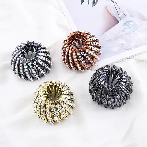 Uitrekbare Vogelnest Haarspelden Paardenstaart Houder Hars Haarklauwen Met Strass Haarstyling Accessoires Voor Vrouwen Meisjes