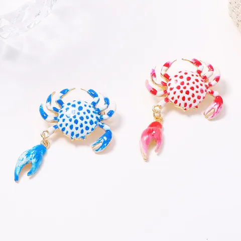 Women Sweet Cute Alloy Printed Crab Brooch Resort Vacation Beach Style Enamel Animal Brooch Pin Fashion Jewelry