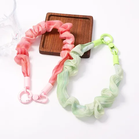 Mujer Llavero de Correa de Gasa Plisada Lindo Colgante de Bolso Llavero Suave y Ligero Ambiente de Verano Accesorios Versátiles
