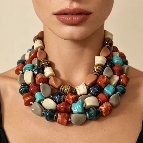Collana di Perle Colorata Irregolare Vintage Bohemien Resina Plastica Lega Gioiello Statement Feste di Vacanza Per Donne