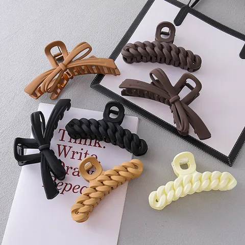 Mode Koreaanse Stijl Mat Acryl Haarklem Strik En Ketting Ontwerp Grote Haarklem Haarstyling Accessoires Voor Vrouwen
