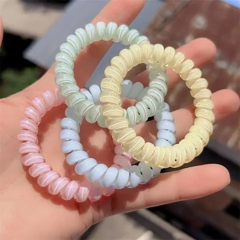Elastico per Capelli a Cavo Telefonico Colore Gelatina Fresco Alta Elasticità Resina Resistente Accessori per Capelli Donna