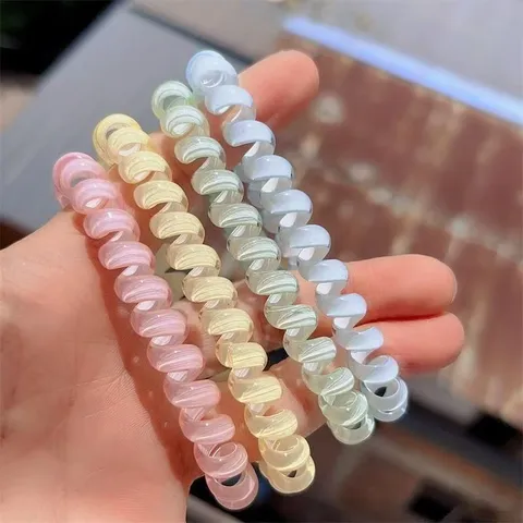 Elastico per Capelli a Cavo Telefonico Colore Gelatina Fresco Alta Elasticità Resina Resistente Accessori per Capelli Donna