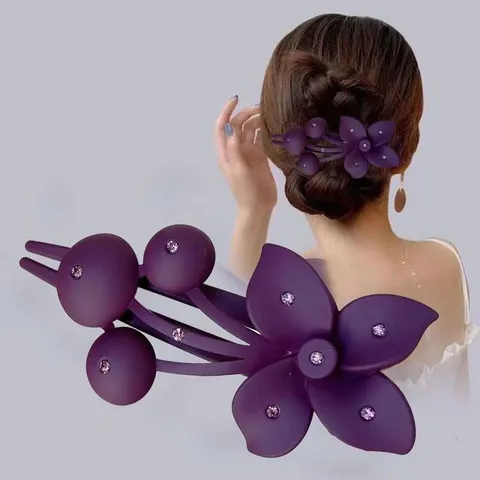 Vrouwen Bloem Eendensnavel Haarspeld Mat Hars Haarspelden Met Strass Elegante Dagelijkse Haarstyling Accessoires