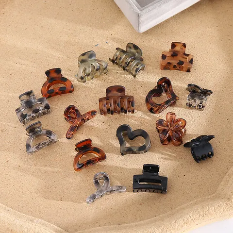 Mini Acryl Haarclips Gemengde Kleuren Hart Bloem Geometrisch Kleine Haarklemmen Haarstyling Accessoires Voor Vrouwen