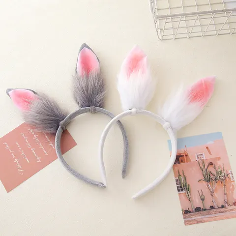 Carino Orecchie di Coniglio Peluche Cerchietto Simulazione Orecchio Lungo Coniglio Fascia Stereo Halloween Natale Cosplay Accessori per Capelli