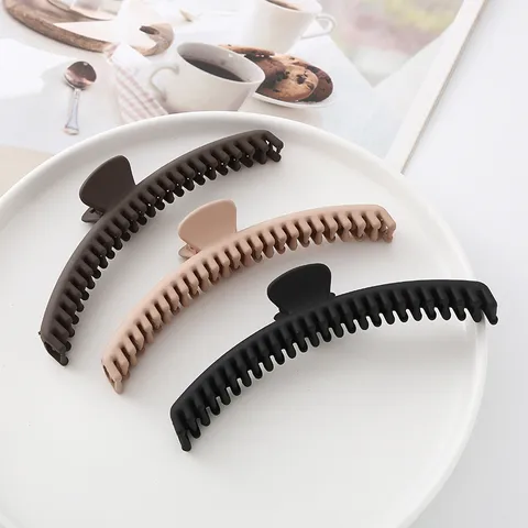 Einfarbig Matt Kunststoff Haarklammer Große Feine Zähne Haifisch Clip Koreanischer Stil Haarschmuck Für Damen