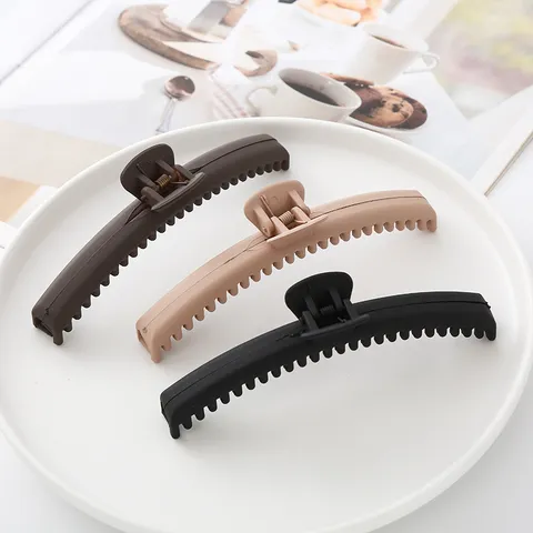 Einfarbig Matt Kunststoff Haarklammer Große Feine Zähne Haifisch Clip Koreanischer Stil Haarschmuck Für Damen