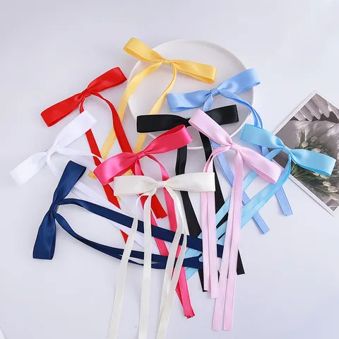 Zoete Strik Haarspeld Satijn Lang Lint Haarspeld Schattige Eendensnavel Clip Haaraccessoires Voor Vrouwen En Meisjes