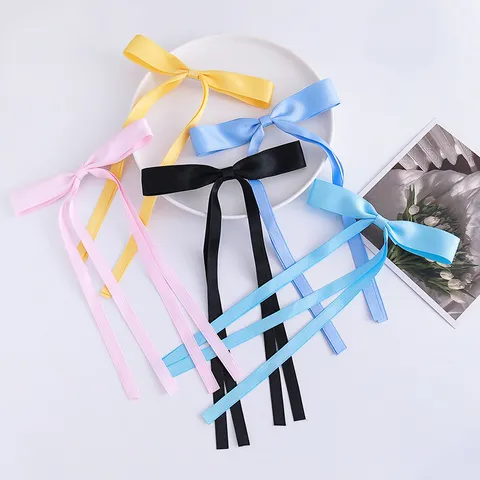 Zoete Strik Haarspeld Satijn Lang Lint Haarspeld Schattige Eendensnavel Clip Haaraccessoires Voor Vrouwen En Meisjes