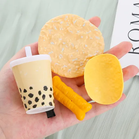Mignon Simulation Nourriture Pince à Cheveux Résine Hamburger Thé au Lait Bâtonnet de Pâte Frit Chips de Pomme de Terre Pince Latérale Accessoires de Cheveux pour Femmes