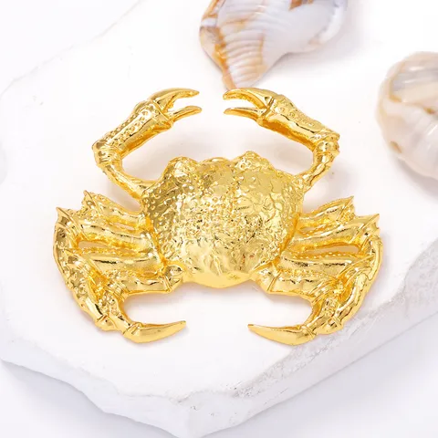 Exquisite Goldene Krabbe Brosche Personalisierte Mode Zinklegierung Tier Anstecknadel Für Kleidung Tasche Dekoration Damen Schmuck Zubehör