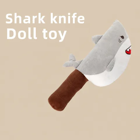 Funny Shark Knife Plush Toy Creative Pun Animal Stuffed Doll Soft Pillow Cute Birthday Gift For Boys Friends