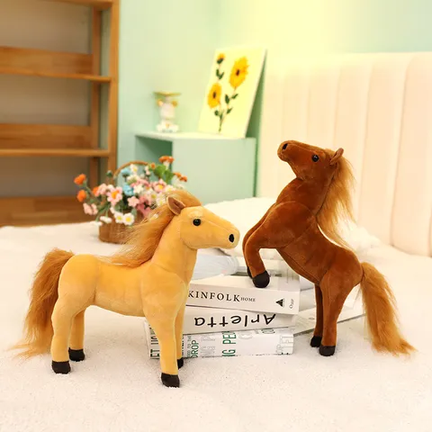 Cute Simulation Horse Plush Toy Stuffed Animal Pony Doll Soft Desktop Ornament Kids Toy