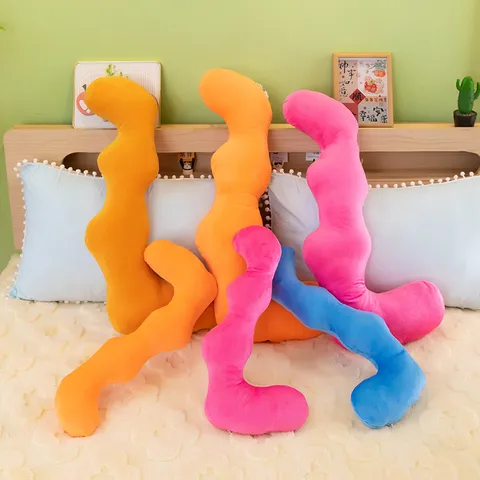 Ins Dopamine Wave Long Strip Pillow Plush Toy Cute Wave Shape Soft Body Pillow Sofa Cushion Bedside Pillow Home Decor