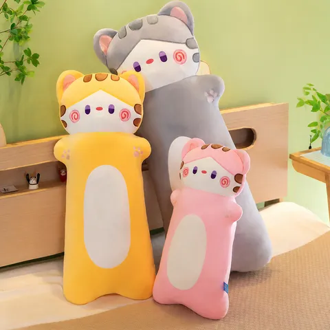Cute Drowsy Cat Plush Toy Long Pillow Soft Stuffed Animal Doll Birthday Gift For Kids And Adults Home Decor
