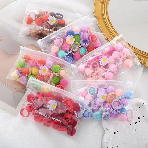 Bambini Colorato Peluche Pon Pon Mini Elastici per Capelli Carino Ragazze Elastico Capelli Corda Bambino Coda di Cavallo Accessori per Capelli