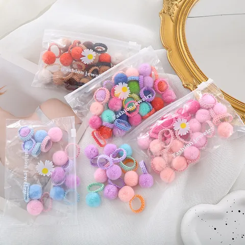 Bambini Colorato Peluche Pon Pon Mini Elastici per Capelli Carino Ragazze Elastico Capelli Corda Bambino Coda di Cavallo Accessori per Capelli