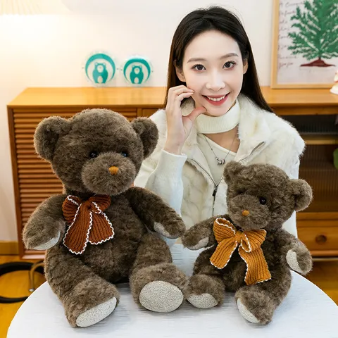 Cute Bowtie Teddy Bear Stuffed Animal Plush Toy Soft Hugging Doll Kids Birthday Gift Home Decor Pillow Companion