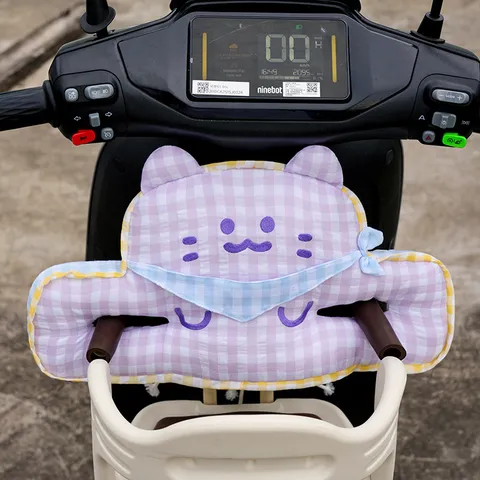 Cute Cartoon Cat Anti Collision Cushion Plaid Electric Vehicle Safety Protection Pad Soft Plush Baby Head Guard Pillow