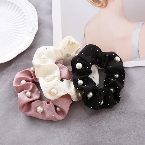 Vol Diamant Stof Parel Haarelastiekje Zoet Schattig Haarelastiekje Elegant Strass Kunstparel Haaraccessoires Voor Vrouwen