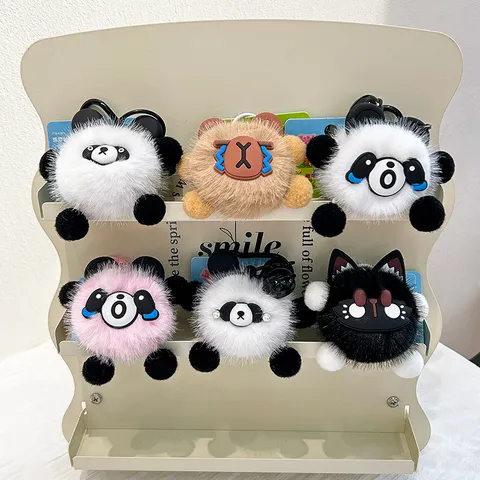 Cute Cartoon Animal Plush Pendant Capybara Panda Bat Cherry Toy Schoolbag Keyring Car Hanging Ornament Gift
