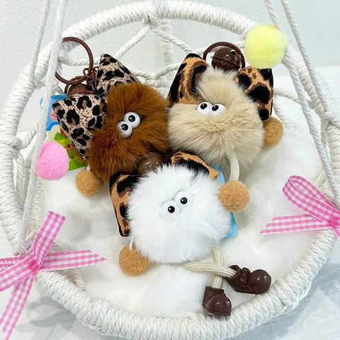 Cute Cartoon Animal Plush Pendant Capybara Panda Bat Cherry Toy Schoolbag Keyring Car Hanging Ornament Gift
