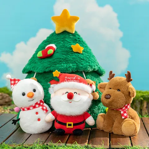 Weihnachten Plüschtier Weihnachtsmann Schneemann Puppe Feiertag Set Süß Gefüllt Baum Spielzeug Kinder Neujahr Geschenk